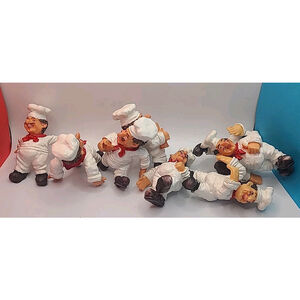 Lot Of 8 Wine Bottle Sitter Neck Hugger Colorful Resin Decoration Chef 4 Designs